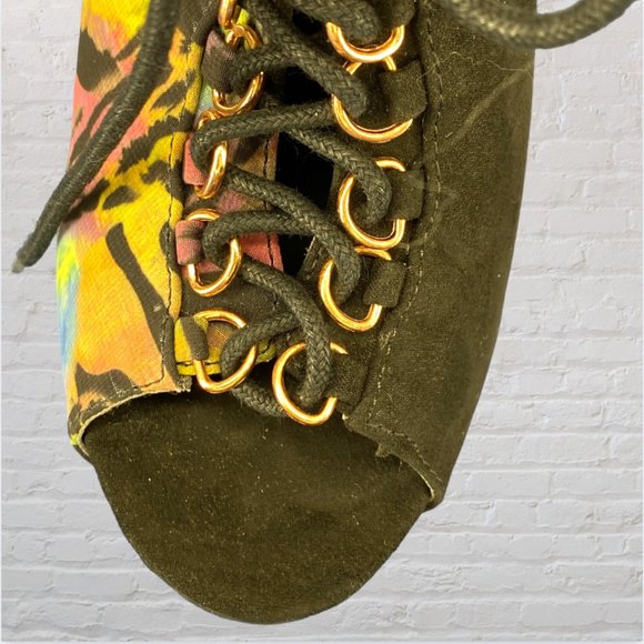 PRIVILEGED SHOES -- Peep Toe Booties/Ankle Boots, Dual Patterned, Rear Zip - Picture 8 of 12